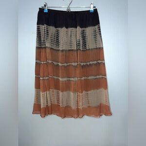 Soft Surroundings Skirt Womens XS Multicolor Flowy Chiffon Boho Midi Tie Dye